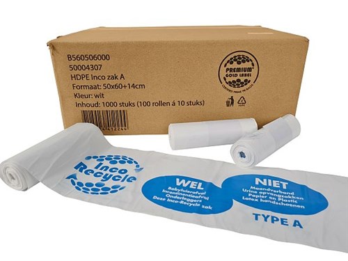 Afvalzak Type A INCO wit 50x60cm